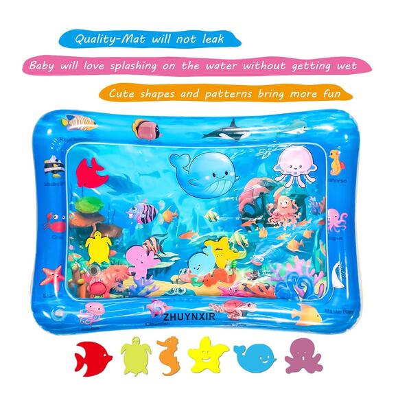 Baby's Inflatable Water Play Mat Ocean Sea Life Tummy Time Toy (27.5x20 in) - Picture 2 of 4